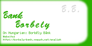 bank borbely business card