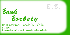 bank borbely business card